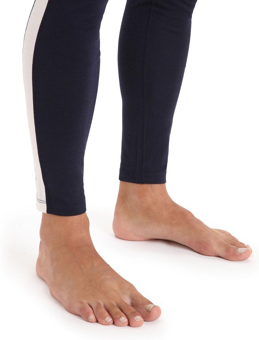 Midnight Navy / Snow Men's Icebreaker Merino 200 Sonebula Thermal Leggings Base Layers | USA 1365EBCX